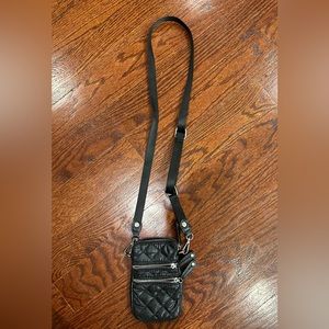 Sondra Roberts black nylon cross bossy cell phone bag